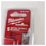 Lot Of Three New Milwaukee Pieces 1/1/2" Hole Dozer 49-56-0082 1" Hole Dozer With Arbor 49-56-9662 And Sawzall Blades 48-00-5162