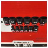 New Milwaukee 12 Piece 3/8" Drive Impact Socket Kit 6 PT Standard 49-66-7005