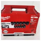 New Milwaukee 12 Piece 3/8" Drive Impact Socket Kit 6 PT Standard 49-66-7005