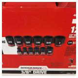 New Milwaukee 12 Piece 3/8" Drive Impact Socket Kit 6 PT Standard 49-66-7005