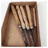 Lot Of Five Wood Handle Chisels Good Condition