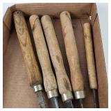 Lot Of Five Wood Handle Chisels Good Condition