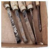 Lot Of Five Wood Handle Chisels Good Condition