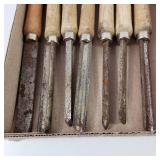 Lot Of Seven Wood Handle Chisels Good Condition