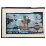 TADEUSZ LAPINSKI Abstract Litho Print Original Signed in Pencil by Artist 1960