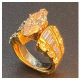 18K Yellow Gold Diamond Ring with 4.09 Carat Diamonds S1-1, E Color