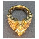 18K Yellow Gold Diamond Ring with 4.09 Carat Diamonds S1-1, E Color