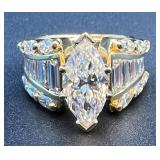 18K Yellow Gold Diamond Ring with 4.09 Carat Diamonds S1-1, E Color