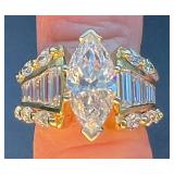 18K Yellow Gold Diamond Ring with 4.09 Carat Diamonds S1-1, E Color