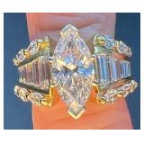 18K Yellow Gold Diamond Ring with 4.09 Carat Diamonds S1-1, E Color