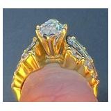 18K Yellow Gold Diamond Ring with 4.09 Carat Diamonds S1-1, E Color