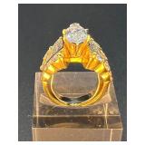 18K Yellow Gold Diamond Ring with 4.09 Carat Diamonds S1-1, E Color