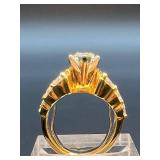 18K Yellow Gold Diamond Ring with 4.09 Carat Diamonds S1-1, E Color