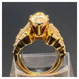 18K Yellow Gold Diamond Ring with 4.09 Carat Diamonds S1-1, E Color