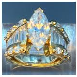 18K Yellow Gold Diamond Ring with 4.09 Carat Diamonds S1-1, E Color