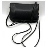 Vintage Black Leather Coach Handbag with Brass Hardware