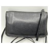 Vintage Black Leather Coach Handbag with Brass Hardware
