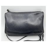 Vintage Black Leather Coach Handbag with Brass Hardware