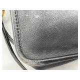 Vintage Black Leather Coach Handbag with Brass Hardware