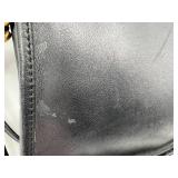 Vintage Black Leather Coach Handbag with Brass Hardware