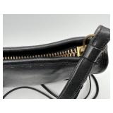 Vintage Black Leather Coach Handbag with Brass Hardware