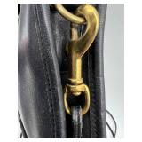 Vintage Black Leather Coach Handbag with Brass Hardware