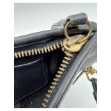 Vintage Black Leather Coach Handbag with Brass Hardware