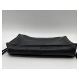 Vintage Black Leather Coach Handbag with Brass Hardware