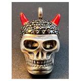Thomas Sabo Sterling Silver Skull Pendant with Devil Horns