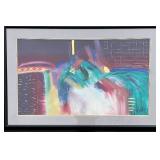 LARGE Abstract Artwork by Ann Dergara with Vibrant Colors and Gold Accents