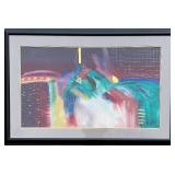 LARGE Abstract Artwork by Ann Dergara with Vibrant Colors and Gold Accents