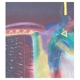 LARGE Abstract Artwork by Ann Dergara with Vibrant Colors and Gold Accents