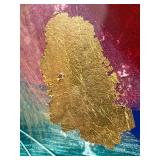 LARGE Abstract Artwork by Ann Dergara with Vibrant Colors and Gold Accents