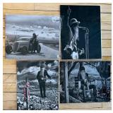 Collection of 4 Black and White Billy Gibbons Photographs on Metal #2