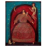 Framed Original Artwork by Eisa Mora, 1985 - Surrealist Painting