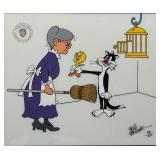 Framed Limited Edition Warner Bros Animation featuring Granny, Sylvester, and Tweety Bird by FRIZ FRELENG