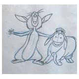Walt Disney 1980 Winnie the Pooh Animation Cel with Sketch
