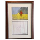 Framed Winnie the Pooh Animation Cel and Sketch 