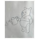 Framed Winnie the Pooh Animation Cel and Sketch 