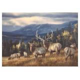 Autumn Gold Elk by Rosemary Millette Framed Painting with Certificate