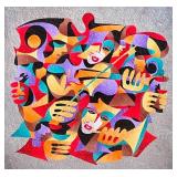 Anatole Krasnyansky Framed Acrylic and Watercolor Abstract Artwork with Vibrant Colors