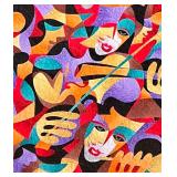 Anatole Krasnyansky Framed Acrylic and Watercolor Abstract Artwork with Vibrant Colors