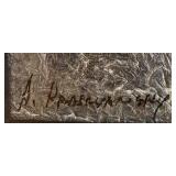 Anatole Krasnyansky Framed Acrylic and Watercolor Abstract Artwork with Vibrant Colors