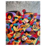 Anatole Krasnyansky Framed Acrylic and Watercolor Abstract Artwork with Vibrant Colors