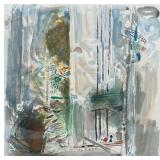 Flowers by the Window by Yehezkel Streichman Lithograph