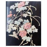 Set of 2 Vintage Oriental Wall Panels with Floral and Bird Inlay