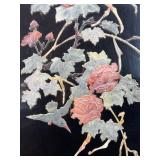 Set of 2 Vintage Oriental Wall Panels with Floral and Bird Inlay