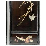 Set of 2 Vintage Oriental Wall Panels with Floral and Bird Inlay