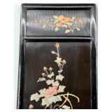 Set of 2 Vintage Oriental Wall Panels with Floral and Bird Inlay