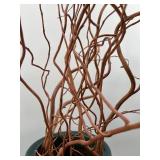 Green Glazed Ceramic Vase with Twisted Willow Branches